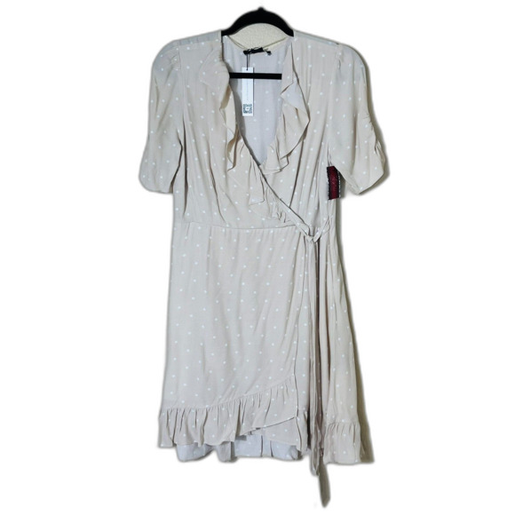 Nwt Sanctuary Heart Throb Polka Dot Faux Wrap Dress Light Pink Cottage Flirty M - Picture 1 of 12